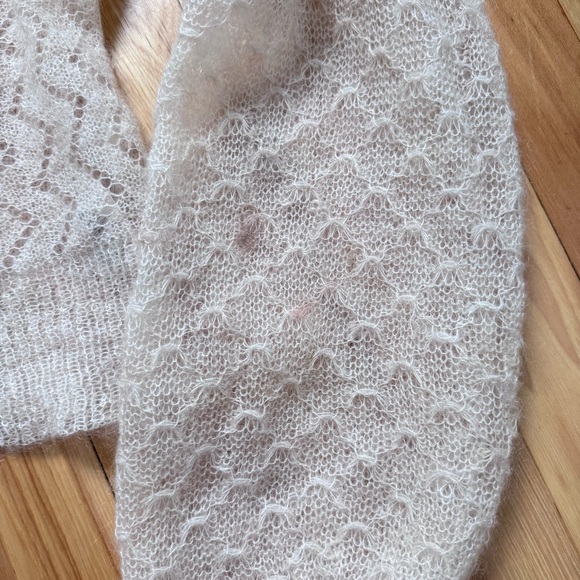 Free People Macaroon Mohair Wool Sweater Ivory Cropped Puff Sleeve Size L - Picture 5 of 10